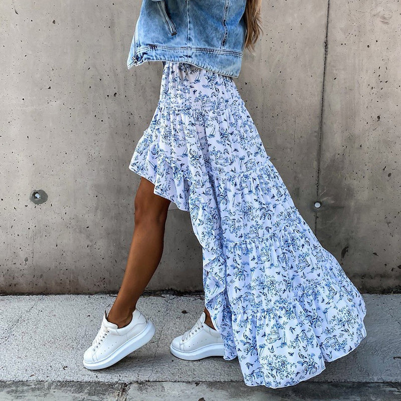 Bohemian Print Skirt White Sale