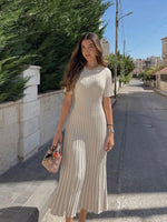 Ribbed Pleated Maxi Dress