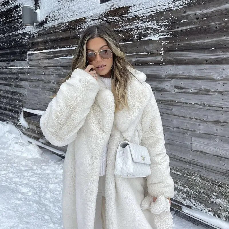 Oversized Belted Faux Fur Coat