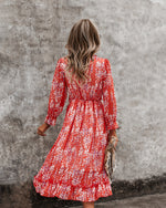 3/4 Sleeve Ruffle Floral Dress Sale