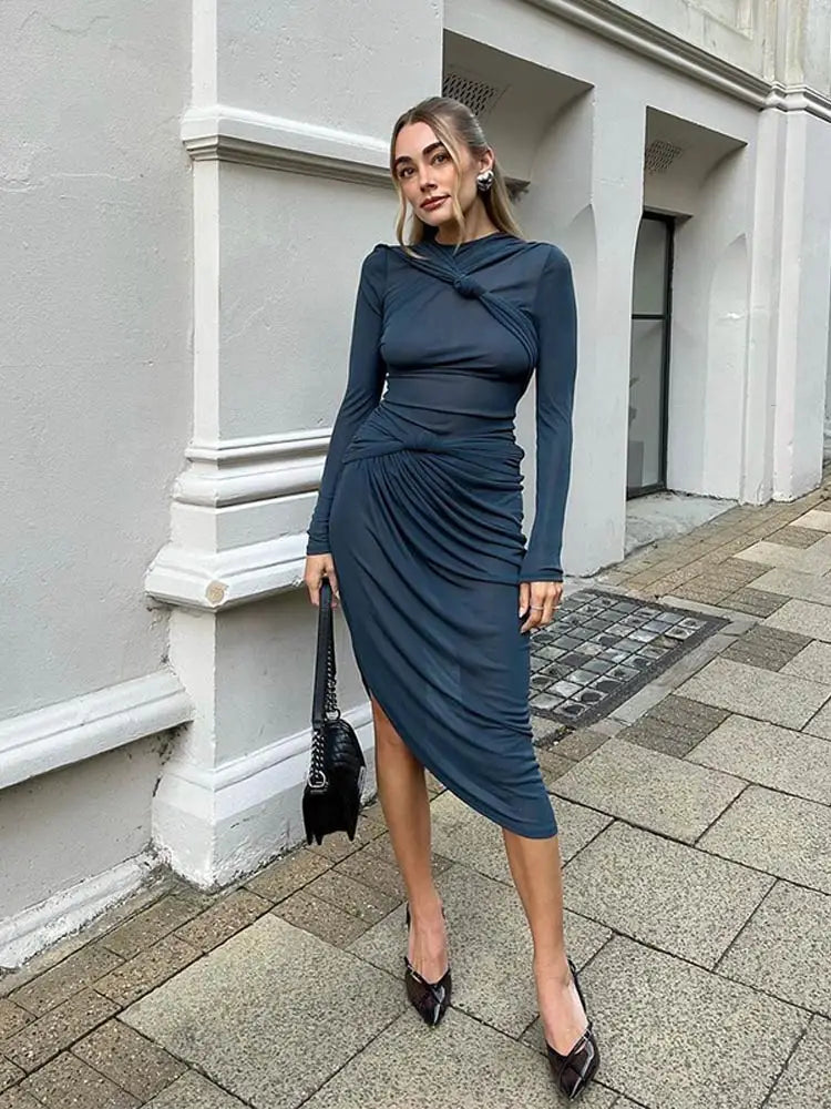 Ruched Knot midi dress