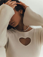 Cut out heart long sleeve sweater