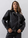 Faux Leather Belted Biker Jacket