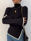 Side Slit Turtleneck Pullover Jumper