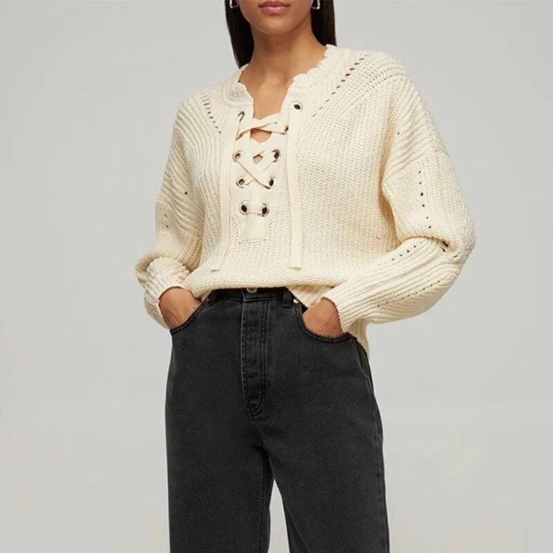 Keyhole Lace Knitted Jumper