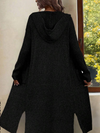 Ribbed knit long cardigan with hood