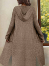 Ribbed knit long cardigan with hood