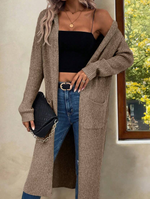 Ribbed knit long cardigan with hood