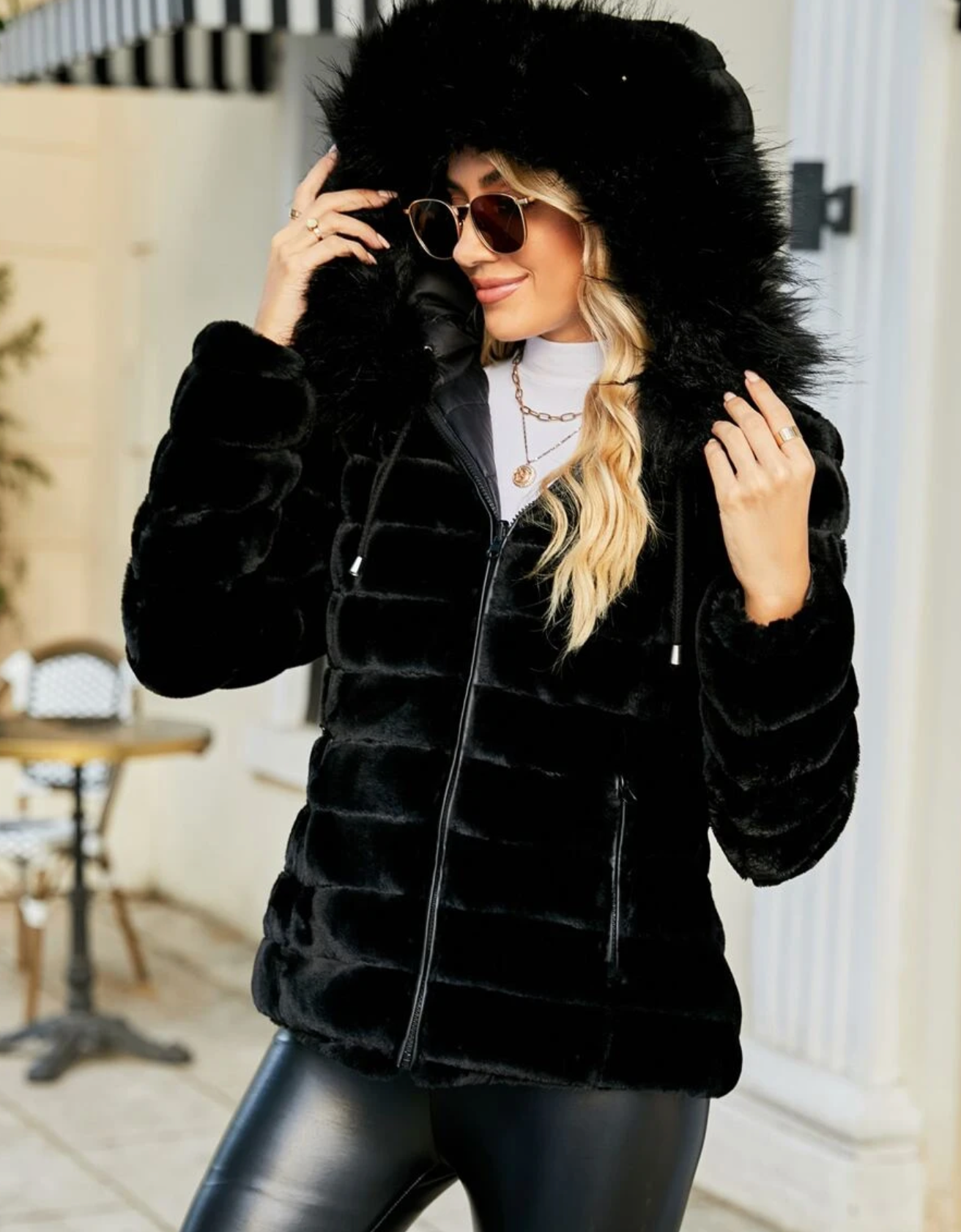 Reversible Faux Fur Puffer Jacket – Rikona