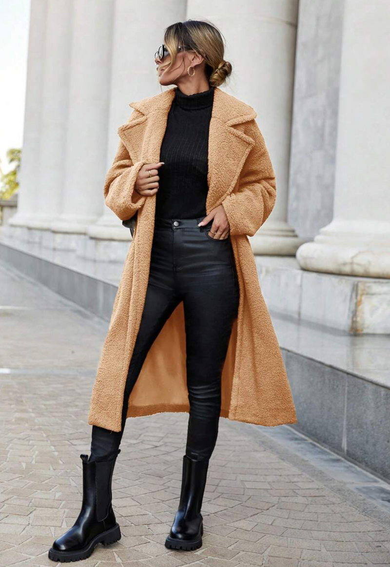 Long Side Pocket Teddy Coat