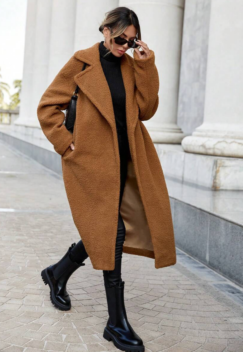 Long Side Pocket Teddy Coat