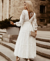 Lantern Sleeve Embroidery Maxi Dress