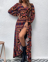 Bohemian Print Wrap Maxi Dress