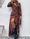 Bohemian Print Wrap Maxi Dress