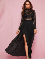 Split Sheer Lace Maxi Dress