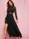 Split Sheer Lace Maxi Dress