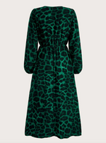 Leopard Print Flounce Sleeve Split Dress