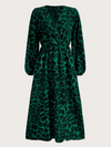 Leopard Print Flounce Sleeve Split Dress