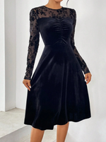 Contrast Lace Ruched Front A-line Dress