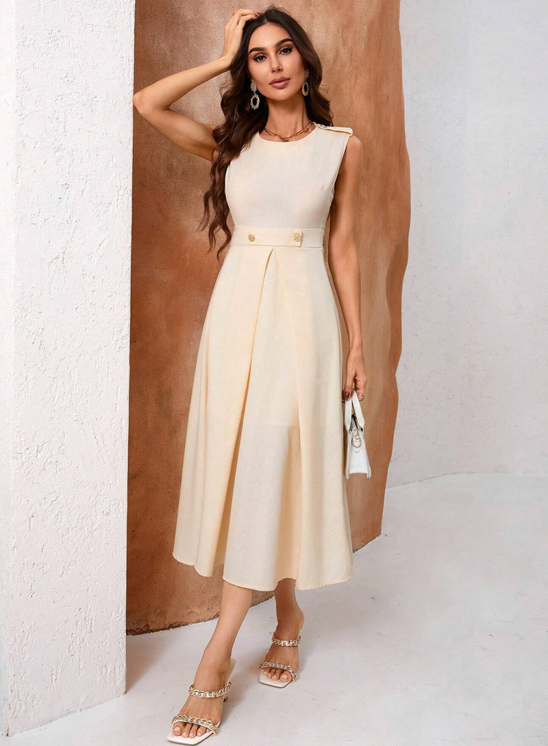 Sleeveless Patch Midi Dress