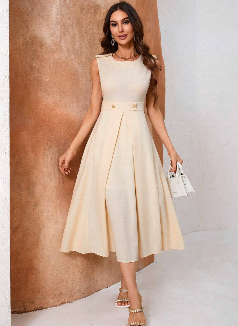 Sleeveless Patch Midi Dress