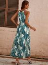 Sleeve Tropical Print Maxi Dress