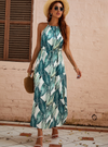 Sleeve Tropical Print Maxi Dress