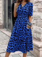 Leopard Print V-Neck Dress