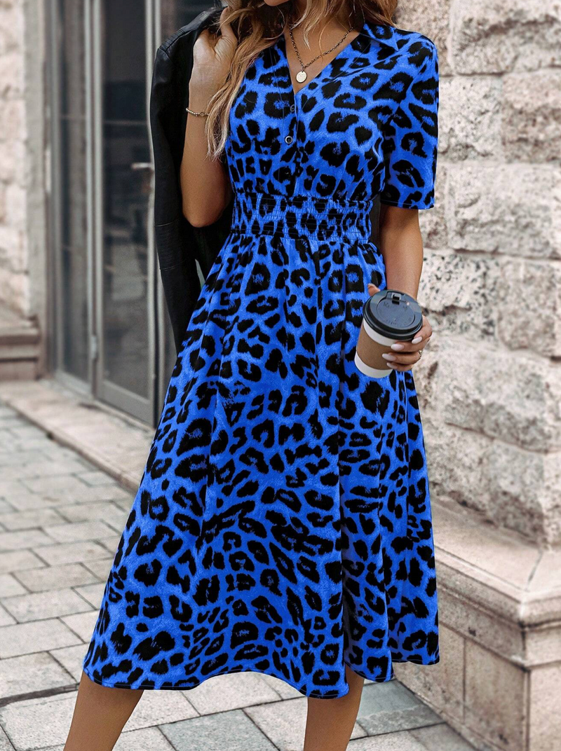 Leopard Print V-Neck Dress