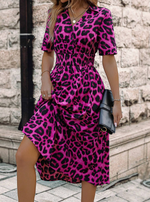 Leopard Print V-Neck Dress