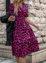 Leopard Print V-Neck Dress