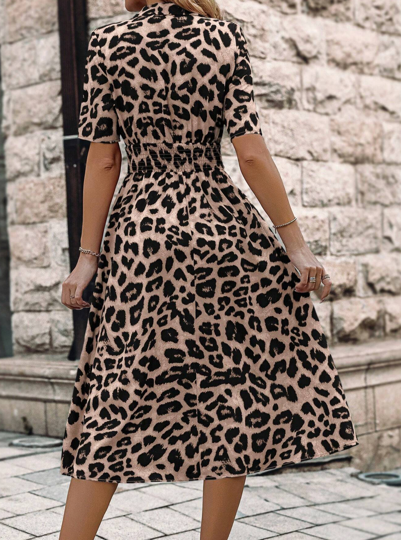 Leopard Print V-Neck Dress