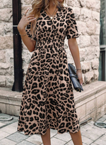 Leopard Print V-Neck Dress