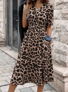 Leopard Print V-Neck Dress