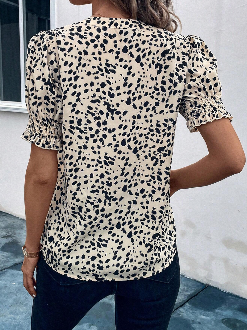 Print Puff Sleeve Blouse