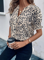 Print Puff Sleeve Blouse