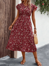 Floral Print Ruffle Hem Dress