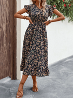 Floral Print Ruffle Hem Dress