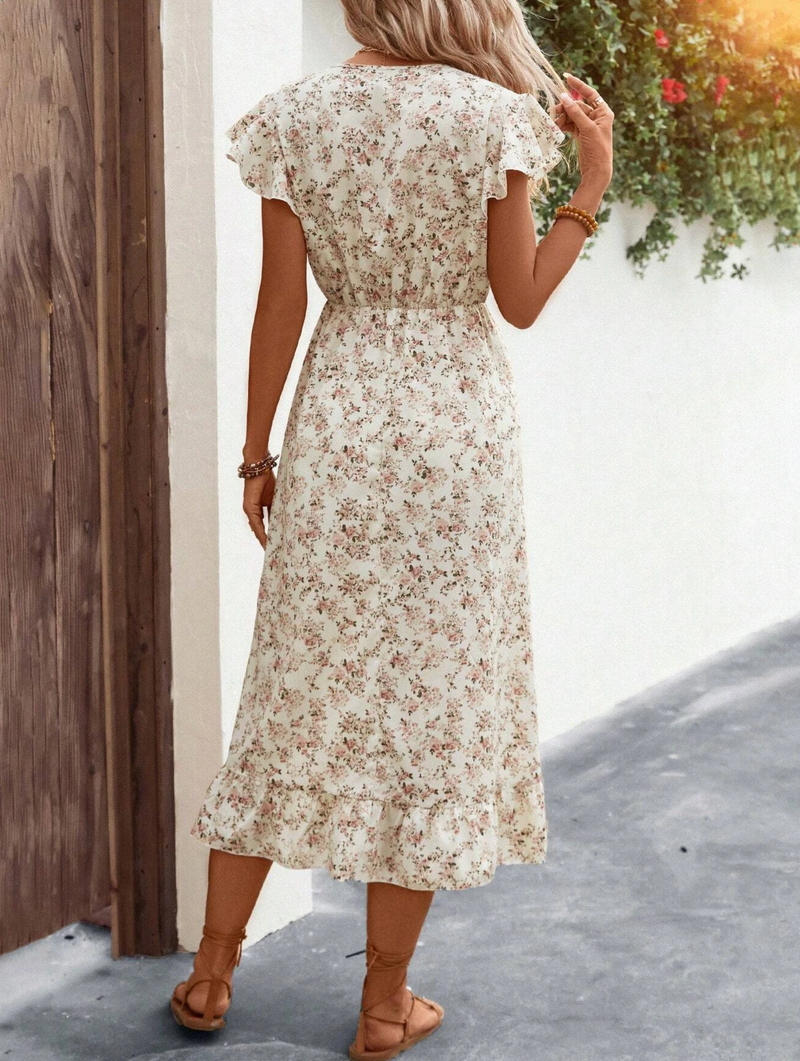 Floral Print Ruffle Hem Dress