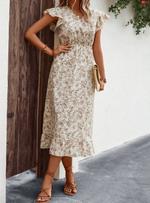 Floral Print Ruffle Hem Dress