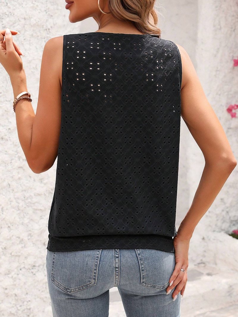 Hollow Out Embroidery Tank Top