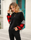 Checked Striped Sleeve Jumper