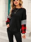 Checked Striped Sleeve Jumper