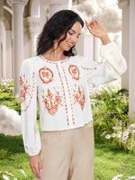 Floral Embroidery Blouse