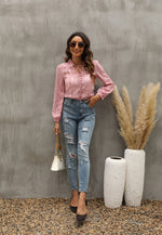 V Neck Embroidery Blouse