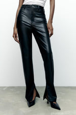 High Waist Faux Leather Trousers