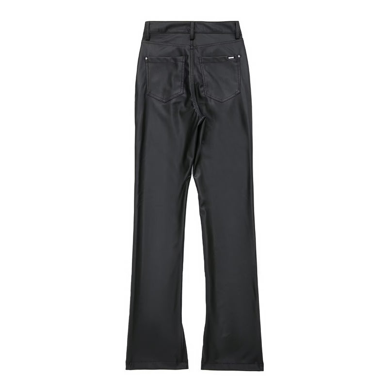 High Waist Faux Leather Trousers