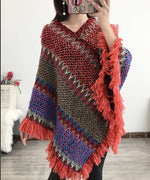 Zigzag fringe edge poncho