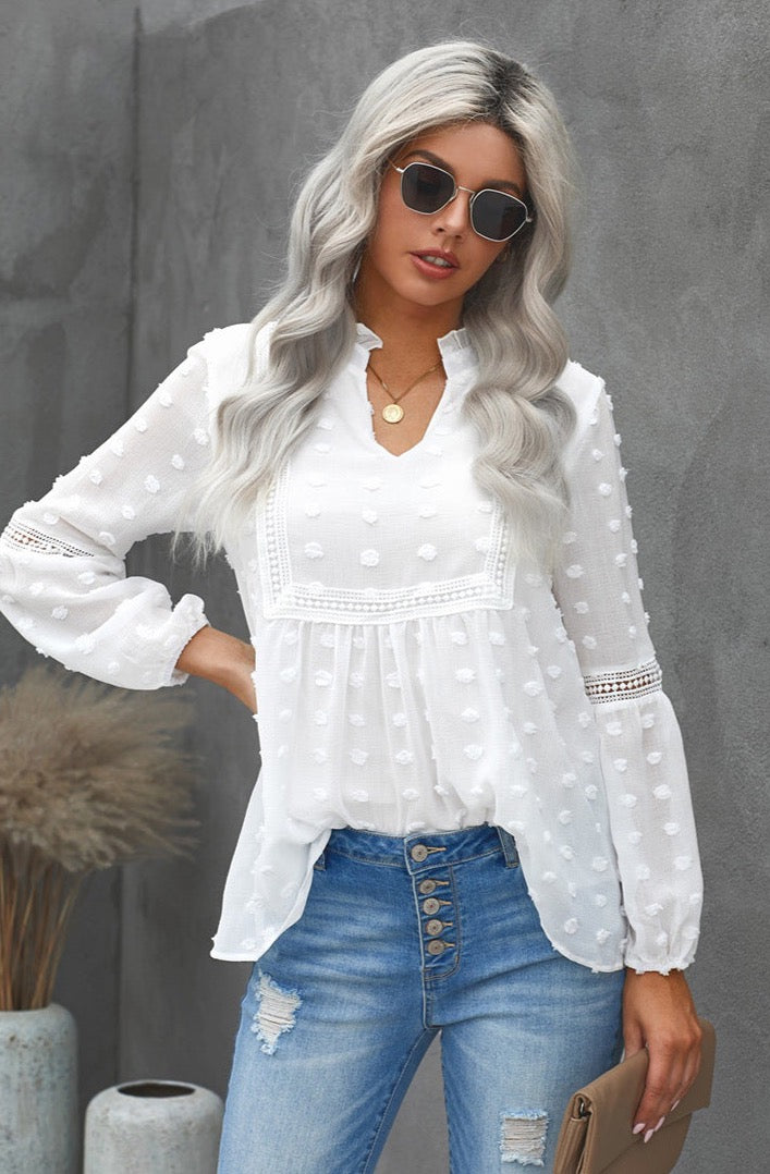 Chiffon Dotted Lace Blouse