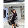 Luxury Silver Fox Faux Fur Houndstooth Cape